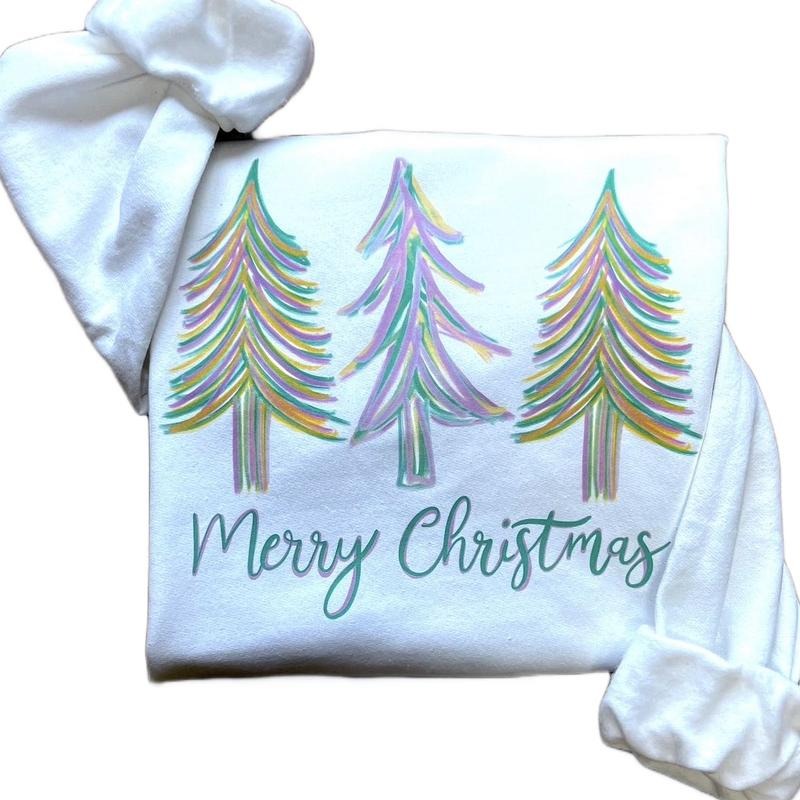 Pastel Christmas Trees Sweatshirt T-Shirts, Hoodie | HypeCrazeTee.com