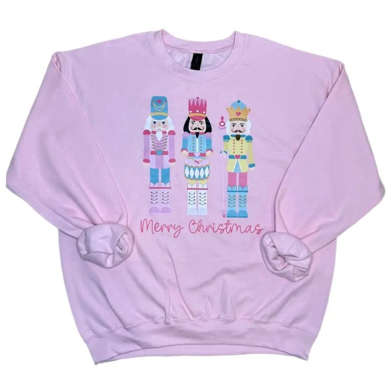 Pastel Nutcrackers Crewneck Sweatshirt - Merry Christmas Nutcrackers Sweatshirt T-Shirts, Hoodie | HypeCrazeTee.com