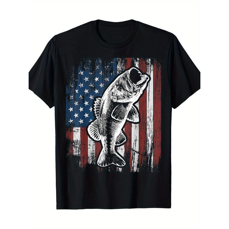 Patriotic American Flag Bass Father's Day Gift Men's T-shirt -100%cotton Made in USA Hoodie, Sweatshirt | HypeCrazeTee.com