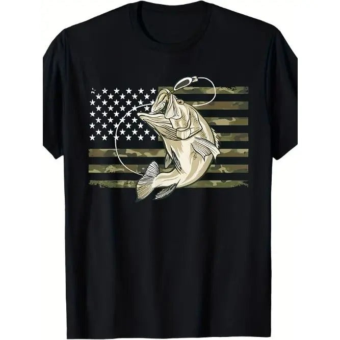 Patriotic Camo Fishing US American Flag Bass Fish Pattern Fisherman Comfortable Durable Breathable Outdoor Enthusiasts Made USA T-Shirts, Hoodie, Sweatshirt