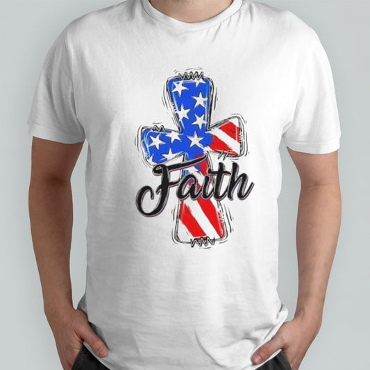 Patriotic Christian Faith Cross America Flag 4th Of July Shirt