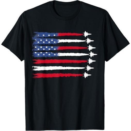 Patriotic Red White Blue USA Flag Fighter Jets 4th July Made USA T-Shirts, Hoodie, Sweatshirt