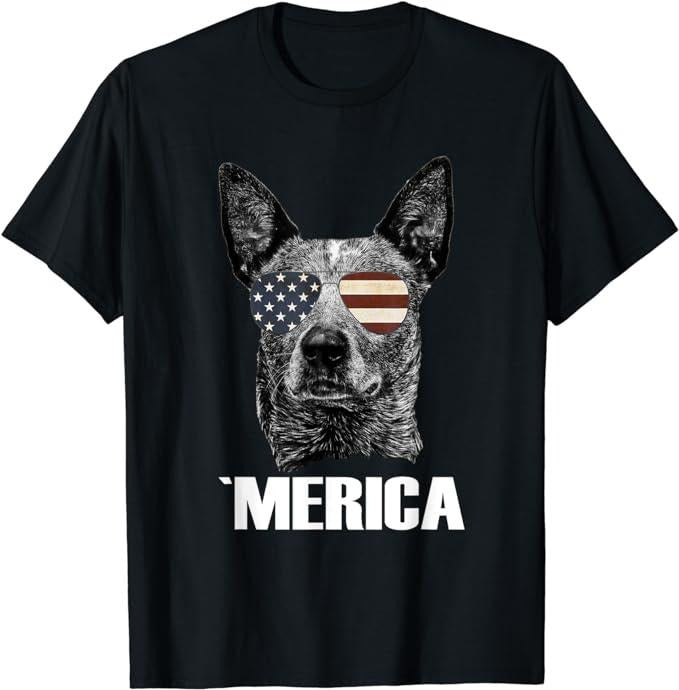 Patriotic Shirts 4th July Blue Heeler Dog Merica Patriotic USA Flag Cute Menswear Top Casual Cotton Basic T-Shirts, Hoodie, Sweatshirt