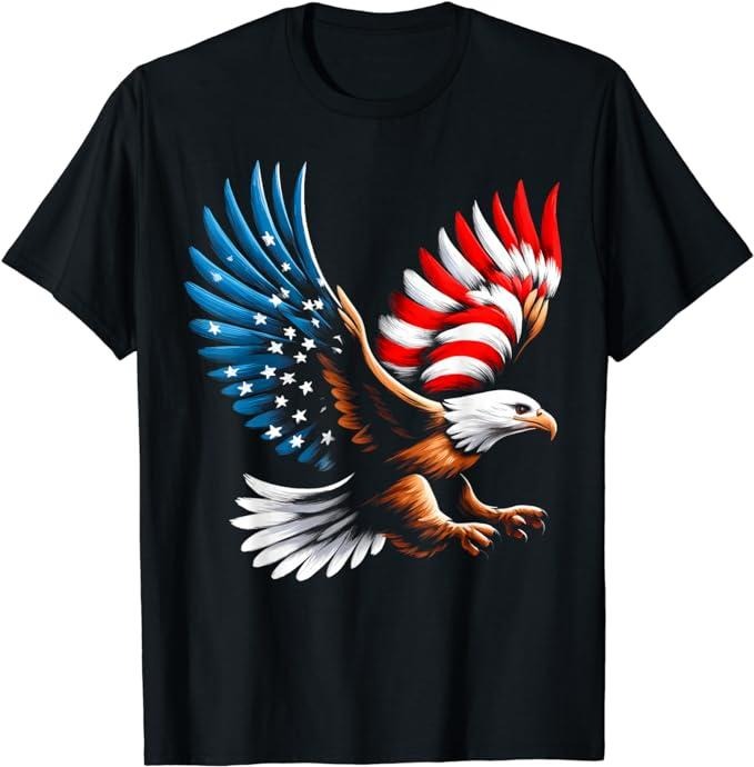 Patriotic Shirts For Men, Bald Eagle & Patriotic American Flag 4th Of July T-Shirt Menswear Top Casual Cotton Basic...