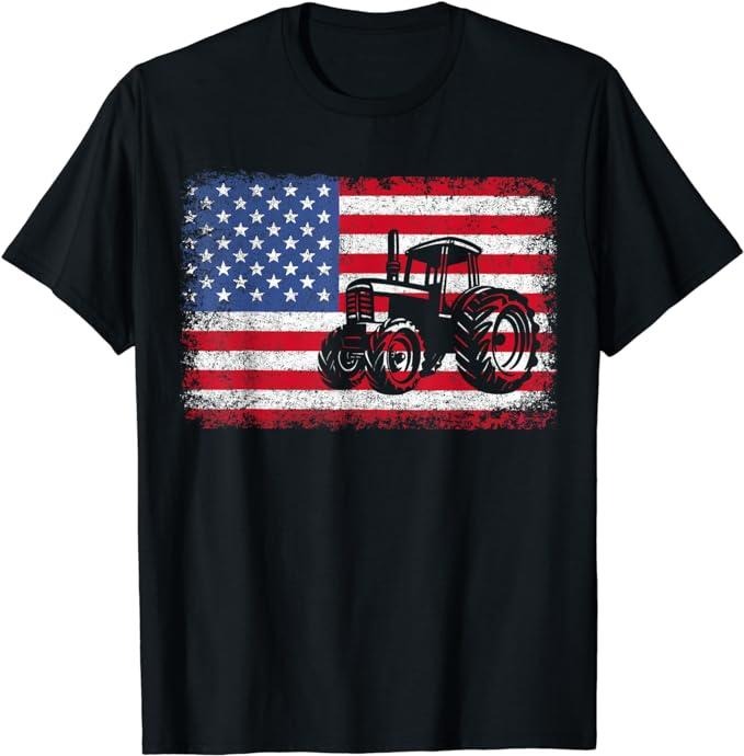 Patriotic Shirts For Men, Farm Tractors USA Flag Patriotic Farming Gift T-Shirt Menswear Top Casual Cotton Basic Fashion...