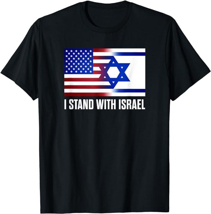 Patriotic Shirts For Men, I Stand With Israel Patriotic T-Shirt USA and Israel Flag Menswear Top Casual Cotton Fashion...
