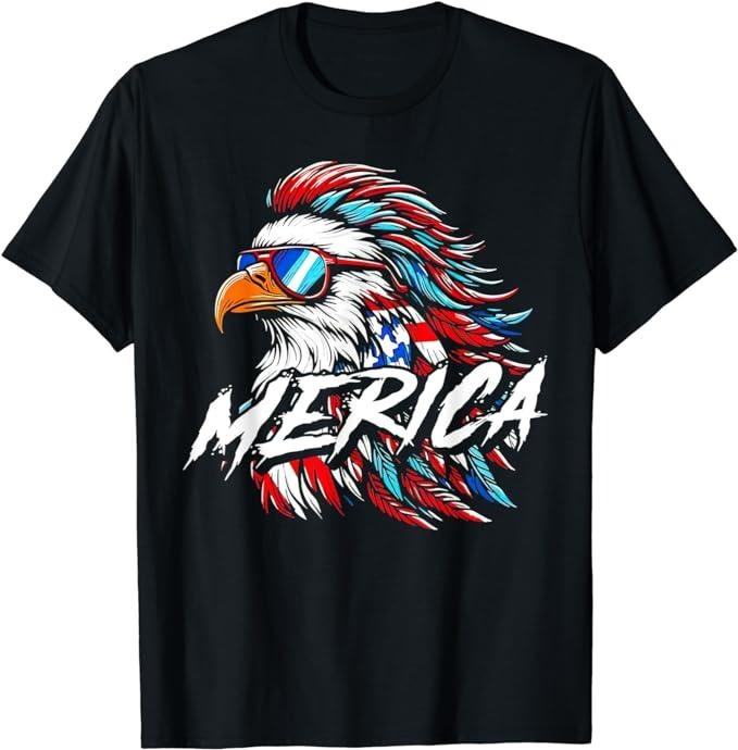 Patriotic Shirts Merica Mullet Eagle Funny 4th July Menswear Top Casual Cotton Basic T-Shirts, Hoodie, Sweatshirt