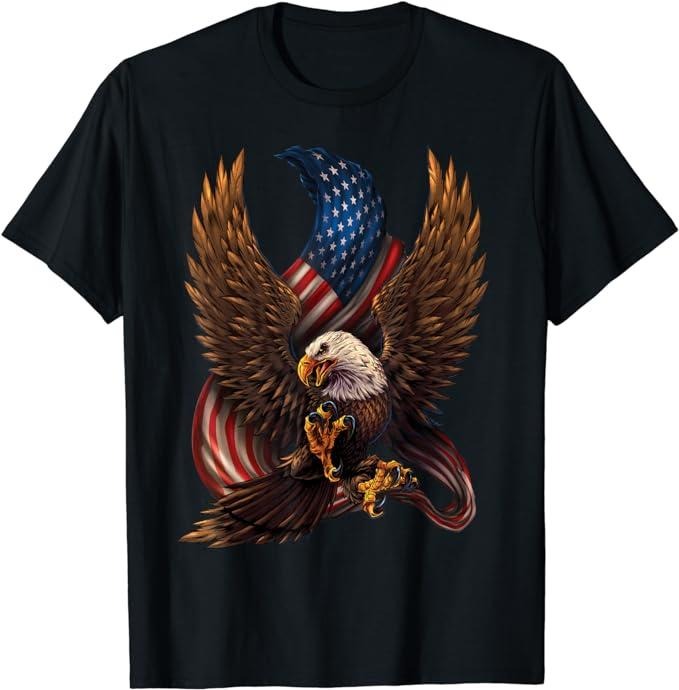 Patriotic Shirts For Men, Patriotic American Design With Eagle And Flag T-Shirt Menswear Top Casual Cotton Basic Fashion...