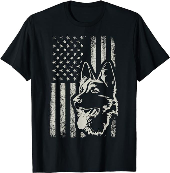 Patriotic Shirts For Men, Patriotic German Shepherd American Flag 4th Of July Shepherd T-Shirt Menswear Top Casual Cotton...