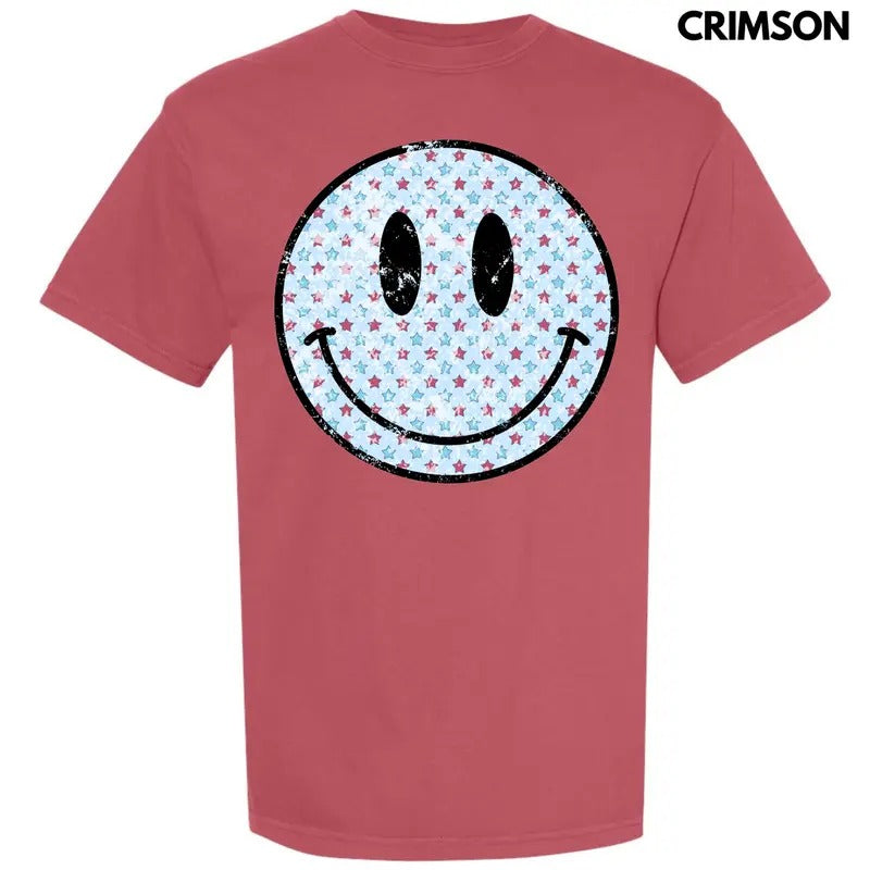 Patriotic Stars Happy Face Comfort Colors T-Shirt 'NLB' Hoodie, Sweatshirt | HypeCrazeTee.com