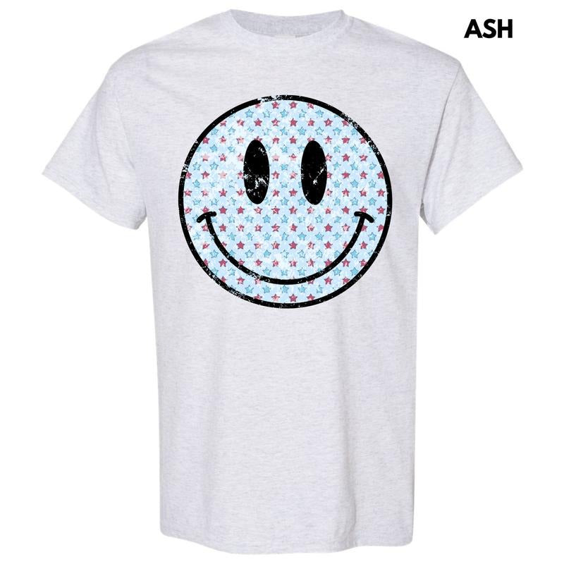 Patriotic Stars Happy Face Gildan Short Sleeve T-Shirt 'NLB' Hoodie, Sweatshirt | HypeCrazeTee.com