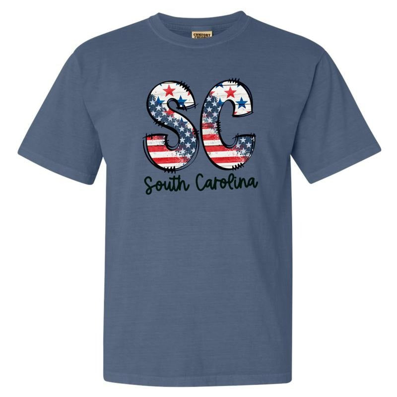 Patriotic States Comfort Colors Blue Jean T-Shirt Hoodie, Sweatshirt | HypeCrazeTee.com