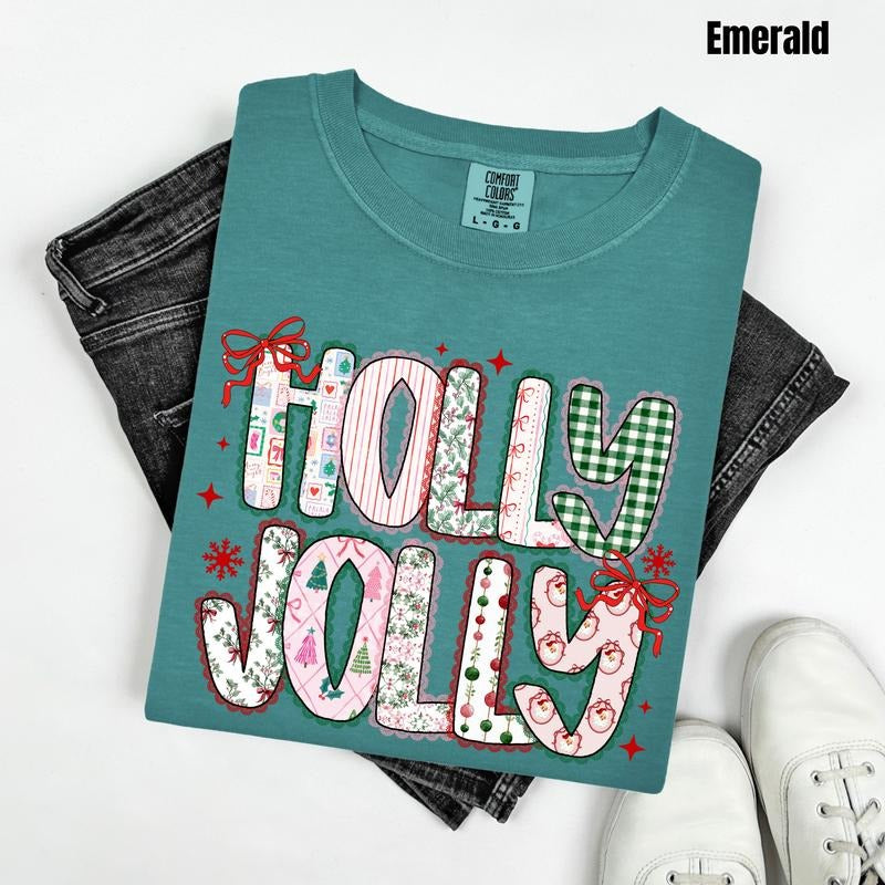Pattern Holly Jolly Comfort Colors T-Shirt 'NLB' Hoodie, Sweatshirt | HypeCrazeTee.com