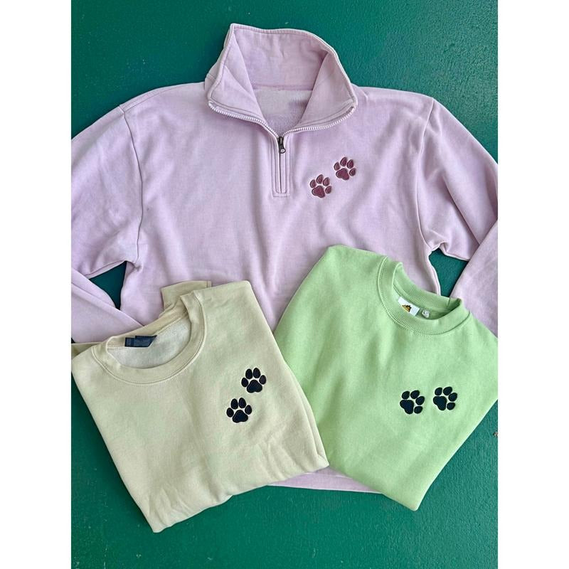 Paw Embroidered QZ Pullover or Sweatshirt (Multiple Options) T-Shirts, Hoodie | HypeCrazeTee.com