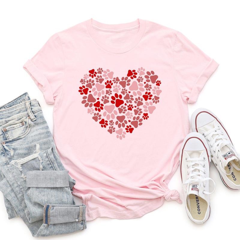 Paw Print Heart, Pets, Dogs, Cats, Super Soft Tshirt, Valentine's Day Hoodie, Sweatshirt | HypeCrazeTee.com