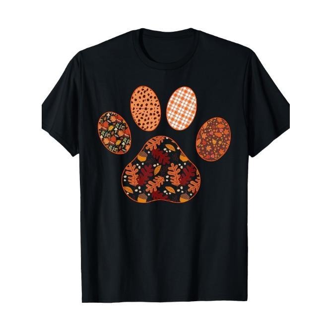 Paw Print Thanksgiving Dog Candy Fall Ghost Cotton T-Shirt Made in USA Hoodie, Sweatshirt | HypeCrazeTee.com