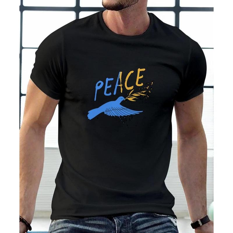 Peace Dove with Olive Branch T-shirtPrint Short Sleeve Tees Casual Crewneck Pullover Tops Cute Graphic Cotton Tops...