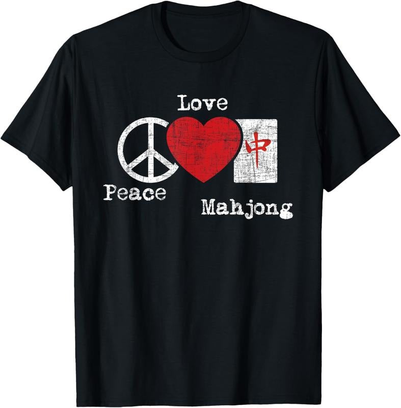 Peace Love Mahjong - Gambling Casino Player Chinese Game T-Shirt Hoodie, Sweatshirt | HypeCrazeTee.com