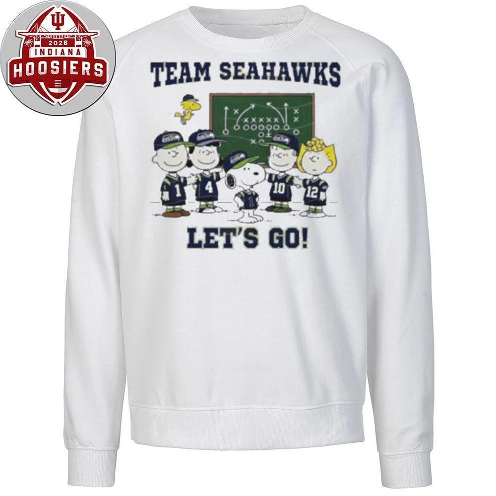 Peanuts Gang Team Seahawks Let’s Go! Football Playbook Logo T-Shirt