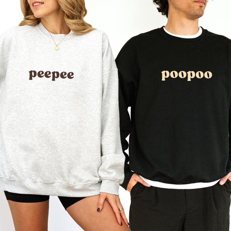 Peepee Poopoo Couple Sweatshirt, Funny Pee Poo Matching Tops, Adult Humor Crewneck, Wife Valentine's Day Gift for...
