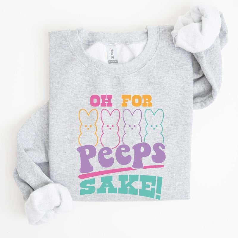 Peeps Sake, Easter, Retro, Pastel, Bunnies Sweatshirt, Women's Crew Neck, Crewneck T-Shirts, Hoodie | HypeCrazeTee.com