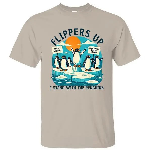 Penguin Resist Flippers Up I Stand with the Penguins Shirt, Penguins Protest Against Tariffs, T-shirt for Women for Men...
