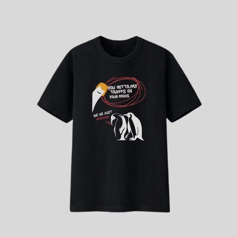 Penguin Tariff Humor T-shirt, Funny Graphic T-shirt, Casual Cotton Top for Men & Women Hoodie, Sweatshirt | HypeCrazeTee.com