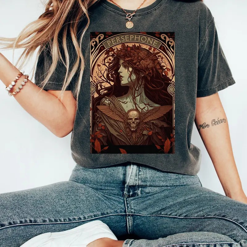 Persephone Tarot Card Shirt Comfort Colors Mythology Shirt Poet Shirt Greek Mythology Tarot Card Olympus Mystical Shirt Tarot Shirts T-Shirts, Hoodie, Sweatshirt
