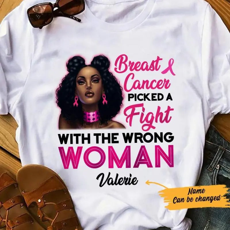 Personalized BWA Breast Cancer Picked A Fight T Shirt AG101 26O57 Hoodie, Sweatshirt | HypeCrazeTee.com