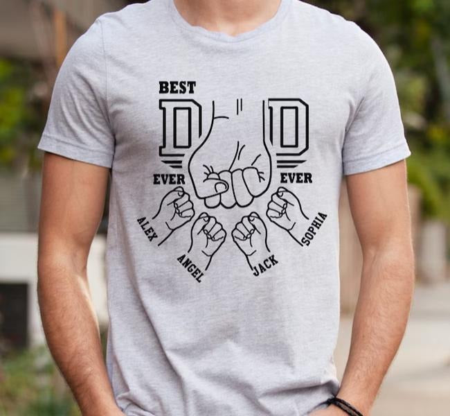 Personalized Best Dad Ever, Fist Bump Dad Shirt, Dad Shirt With Kids Names, Father's Day Gift, New Dad Shirt, New Dad...