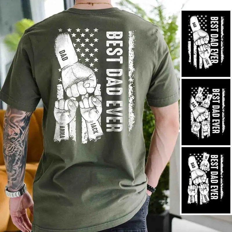 Personalized Dad Raised Fist Bump T-Shirt