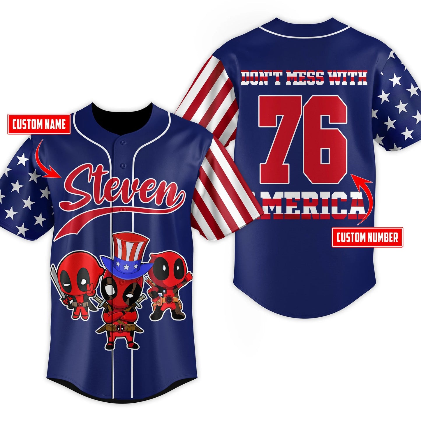 Personalized Don't Mess With America Deadpool Baseball Jersey - Padres Jersey Oasis: Elevate Your Baseball Style Game