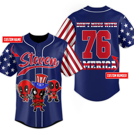 Personalized Don't Mess With America Deadpool Baseball Jersey - Padres Jersey Oasis: Elevate Your Baseball Style Game
