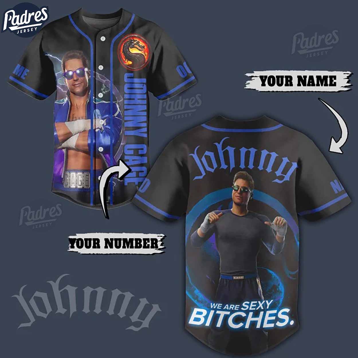 Personalized Johnny Cage Mortal Kombat Baseball Jersey - Padres Jersey Oasis: Elevate Your Baseball Style Game