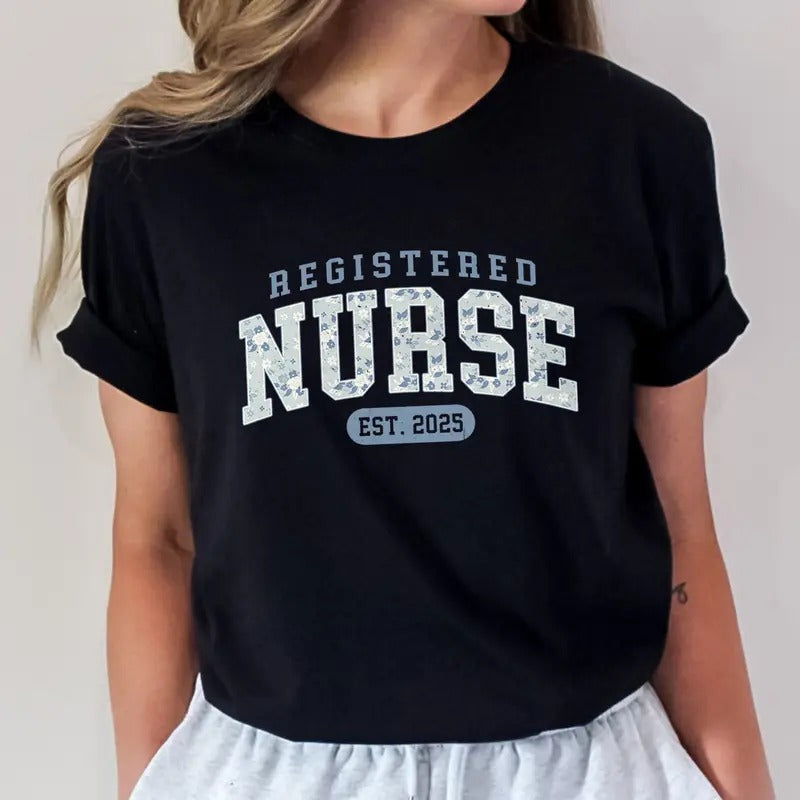 Personalized Registered Nurse Shirt | Custom Nurse T-shirt | Floral RN Tee | Nurses Week Shirt | Nurse Graduation Gifts...