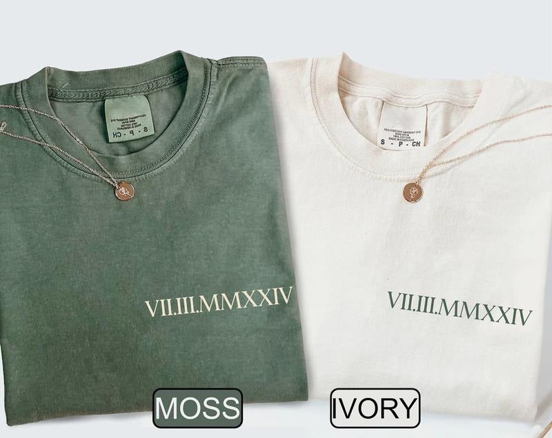 Personalized Roman Numeral Shirt, Custom Roman Date Neckline Sweatshirt, Anniversary Year Outfit, Couple Tee, Valentines...