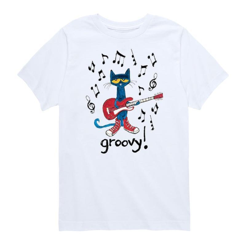 Pete the Cat Groovy Youth Short Sleeve Tee Shirt Cute Cartoon Character Womenswear Top Shortsleeve Crewneck  Underwear...