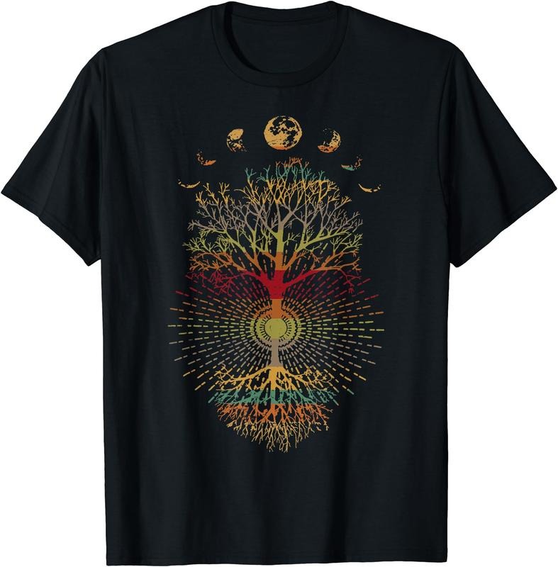 Phases of the Moon Retro 60's 70's Vibe Tree of Life T-Shirt Hoodie, Sweatshirt | HypeCrazeTee.com