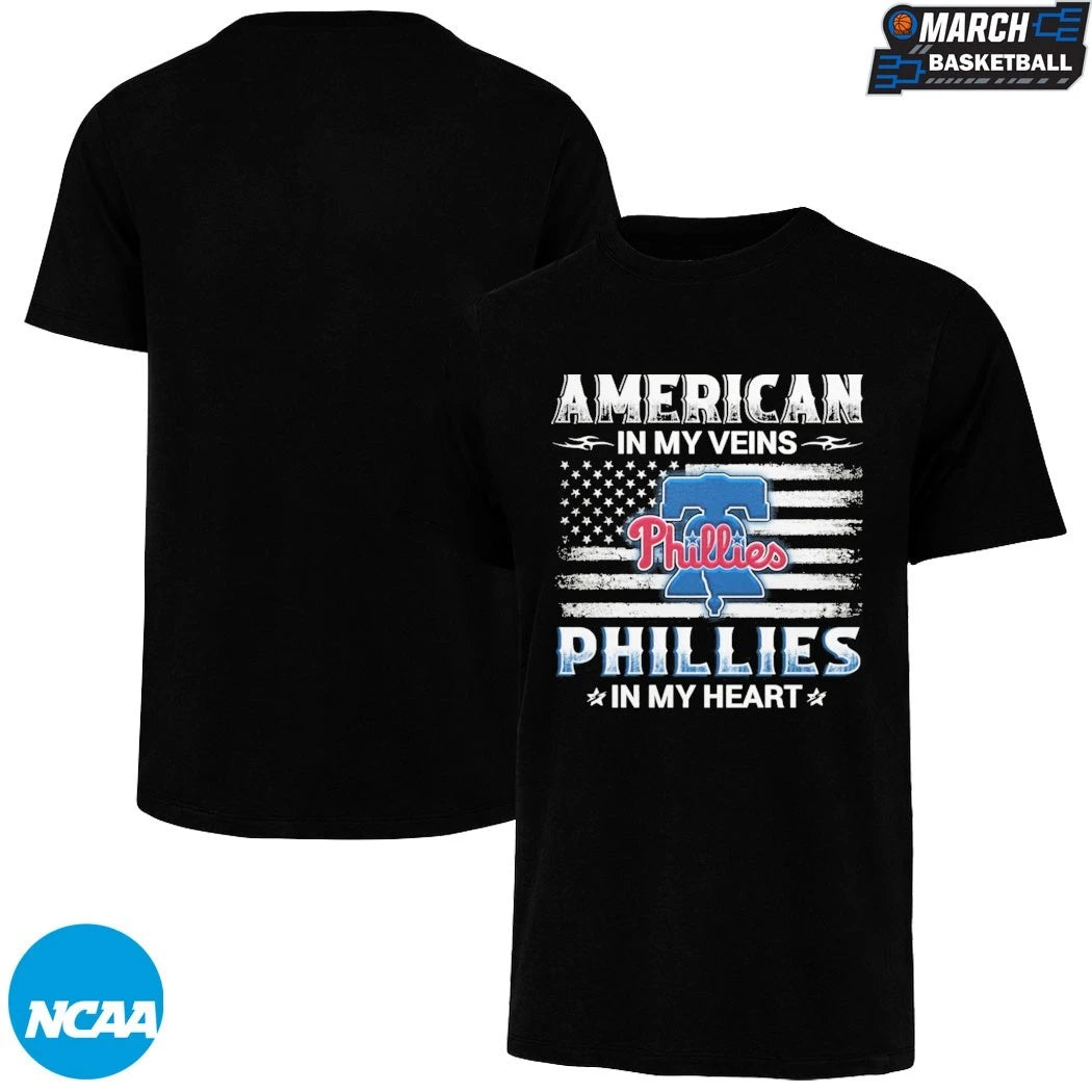 Philadelphia Phillies American In My Veins In My Heart Flag T-shirts