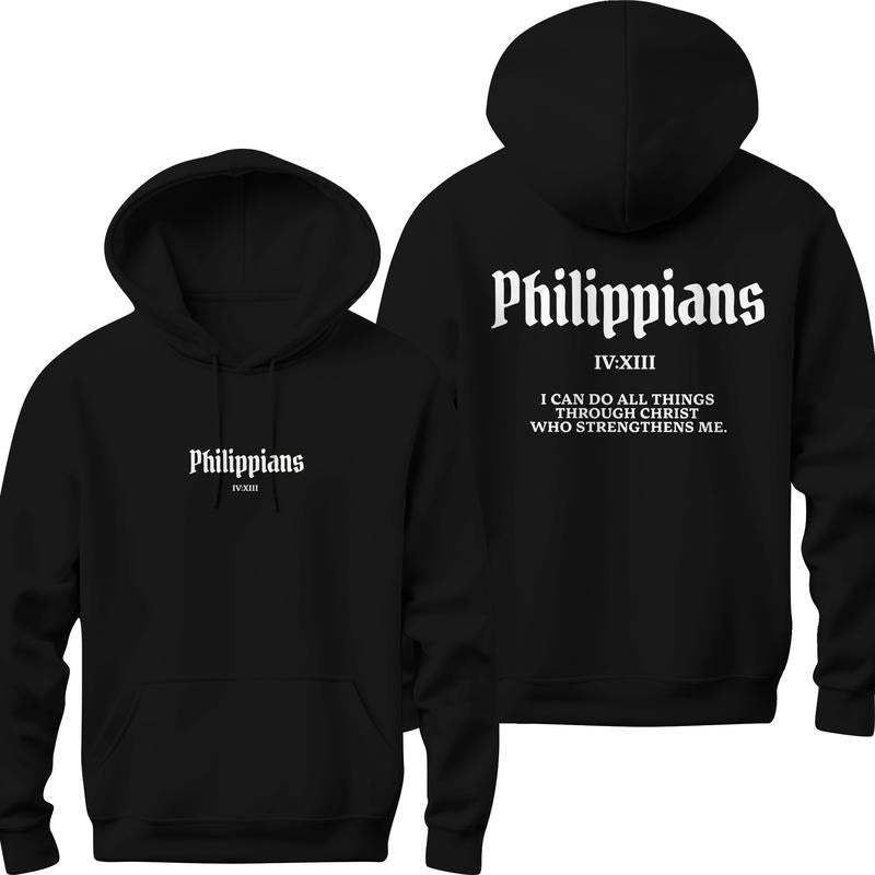 Philippians 4 Christian Hoodie Bible Verse Hoodie Christian Merch Men's Christian Streetwear Jesus Hoodie Christian...