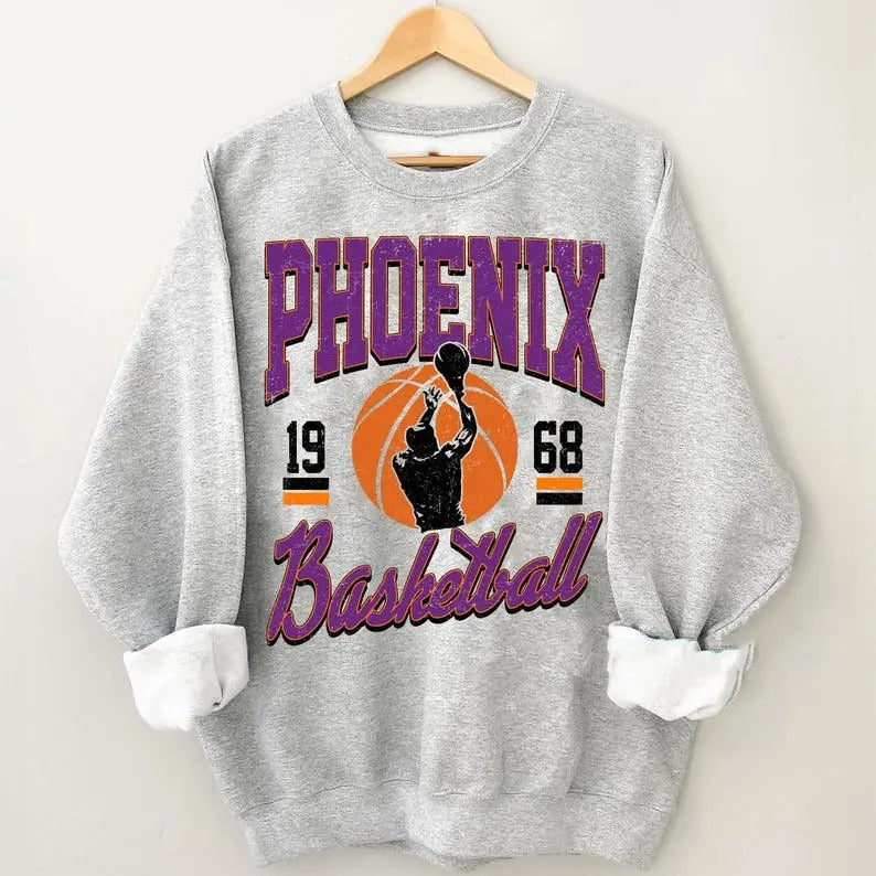 Phoenix Basketball Graphic Shirts, Retro 90s Basketball Sweatshirt, Game Day Sweatshirt Hoodie | HypeCrazeTee.com