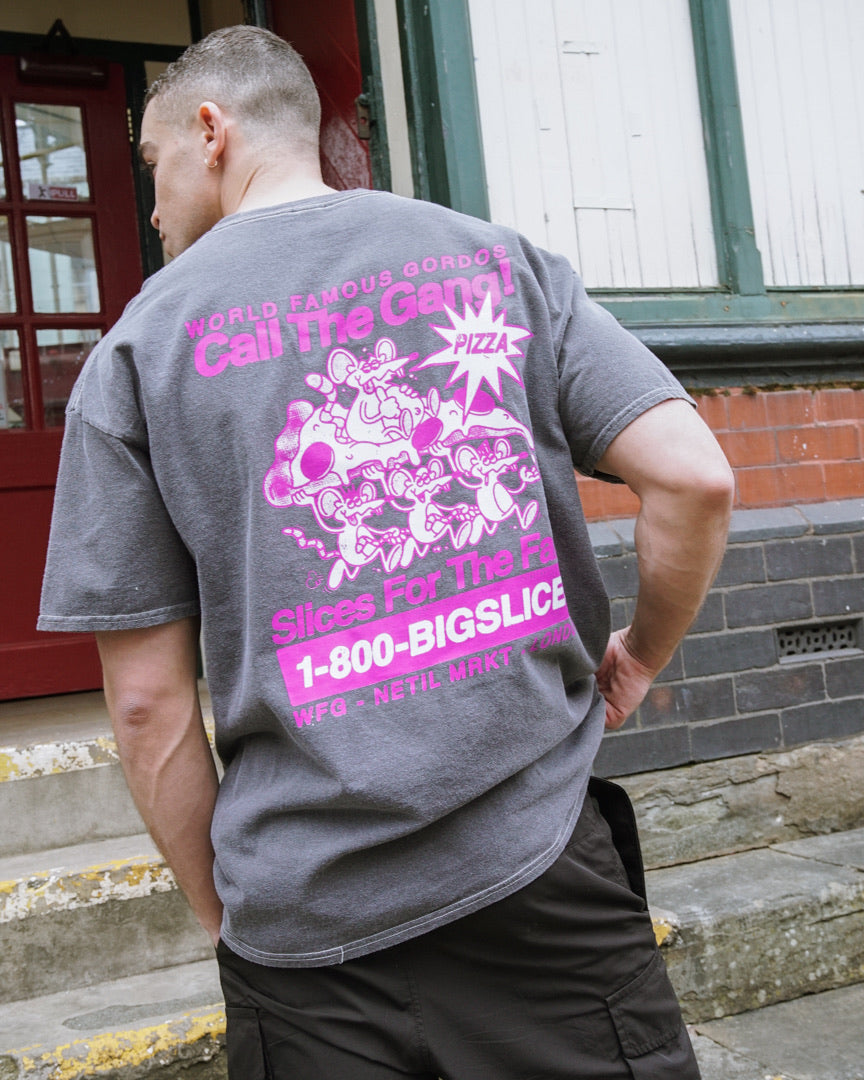 World Famous Gordos 'Call The Gang' Vintage Washed Tee - Black