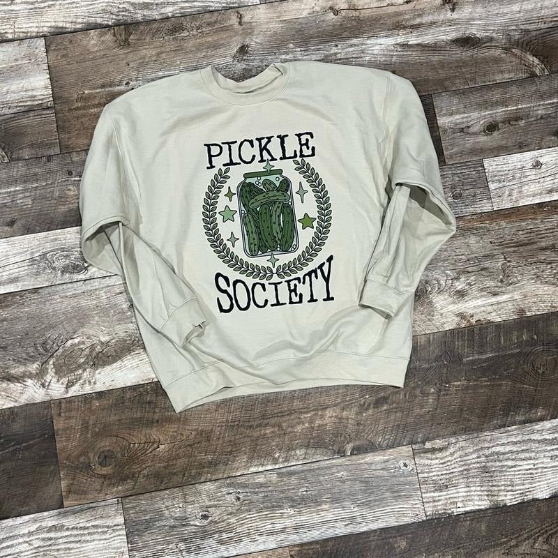 Pickle Society Tan Crewneck Sweater  - Unisex Fit - Cotton sweatshirt T-Shirts, Hoodie | HypeCrazeTee.com