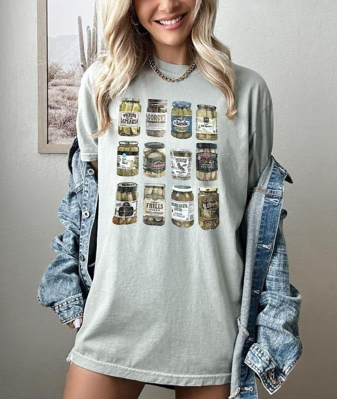 Pickle T-shirt, Vintage Canned Pickles Shirt, Pickle Jar Shirt, Vintage Comfort Colors Shirt, Women Christmas Gift, Crew...