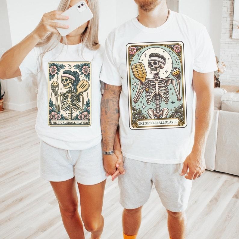 Pickleball Halloween Shirt, Pickleball Tarot Card Shirt, Pickleball Couples Shirt, Funny Pickleball Couple Halloween...