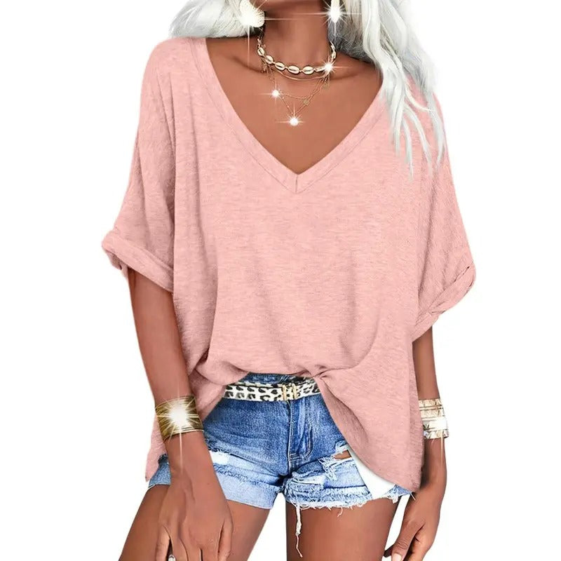 PiePieBuy Women's Oversized T Shirts V Neck Short Sleeve Summer Casual Loose Tops Tees Hoodie, Sweatshirt | HypeCrazeTee.com