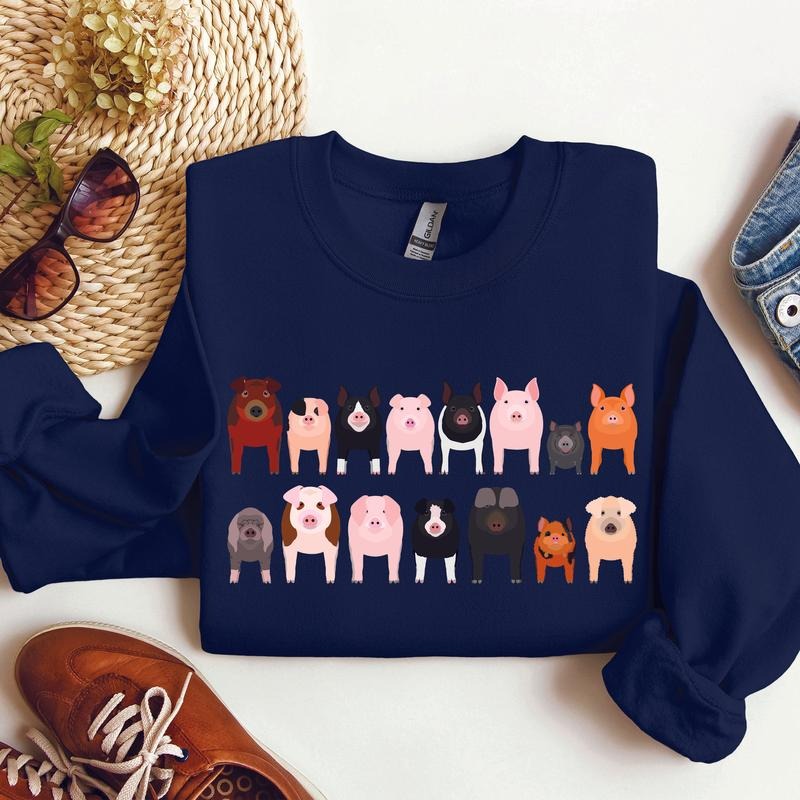 Pig Breeds Farm Animal Lover Sweatshirt T-Shirts, Hoodie | HypeCrazeTee.com