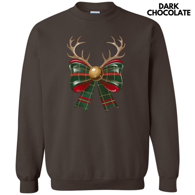 Plaid Antler Bow Sweatshirt 'NLB' T-Shirts, Hoodie | HypeCrazeTee.com