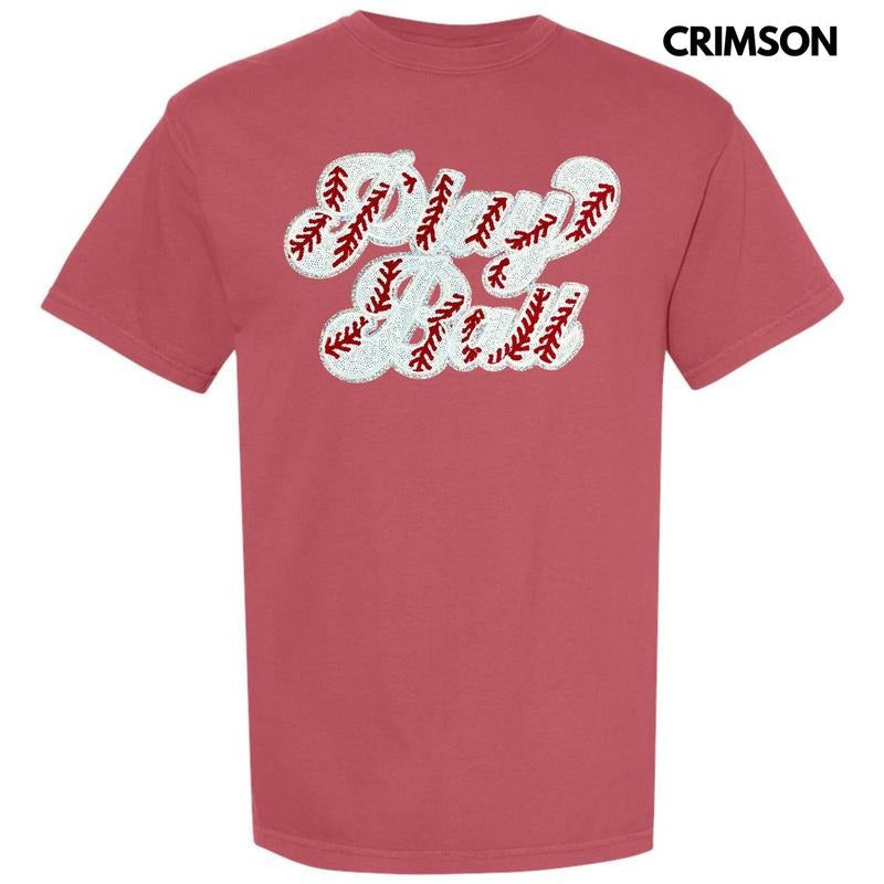 Play Ball Sequin Patch Comfort Colors T-Shirt Hoodie, Sweatshirt | HypeCrazeTee.com