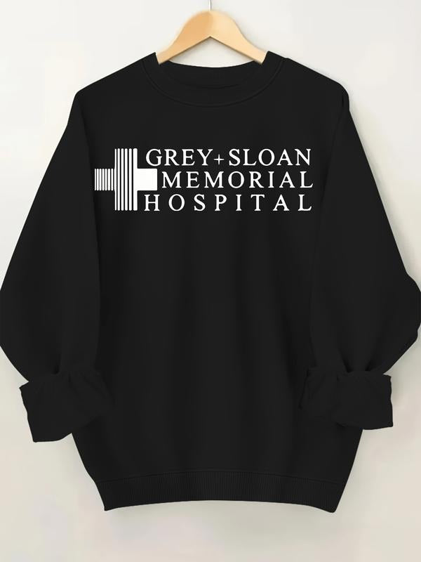Plus Size Cross & Letter Print Sweatshirt, Casual Long Sleeve Crew Neck Sweatshirt, Women's Plus Size Clothing Sweatshirt...